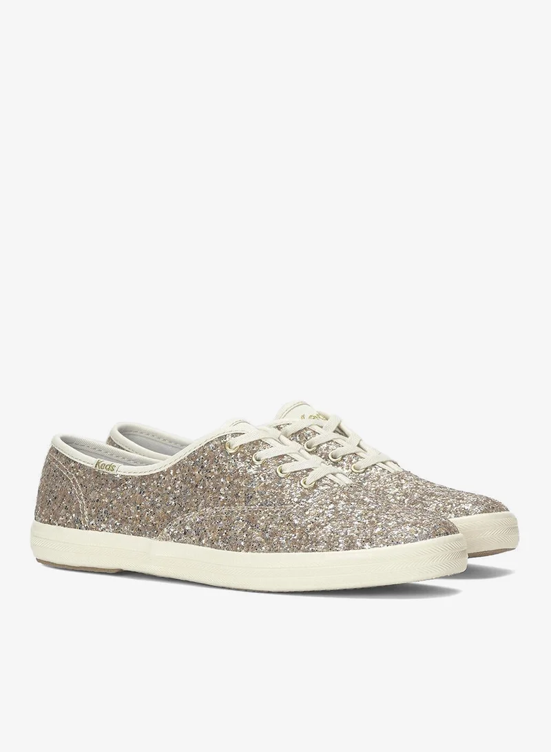 Keds gold Keds Women's Champion Lace Up Glitter Textile Casual Sneaker Gold for Women | Best Price UAE